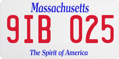 MA license plate 9IB025