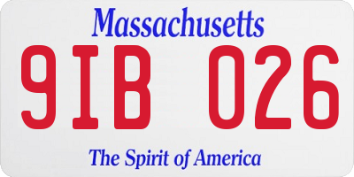 MA license plate 9IB026