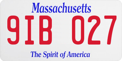 MA license plate 9IB027