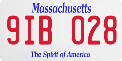 MA license plate 9IB028