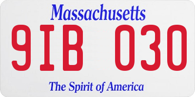 MA license plate 9IB030