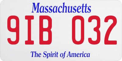 MA license plate 9IB032