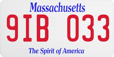 MA license plate 9IB033