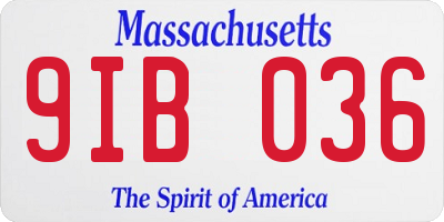 MA license plate 9IB036