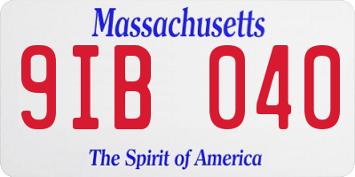 MA license plate 9IB040