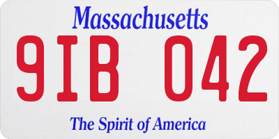 MA license plate 9IB042