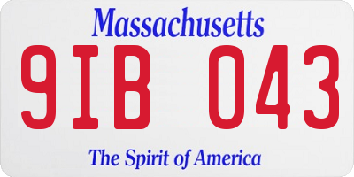 MA license plate 9IB043