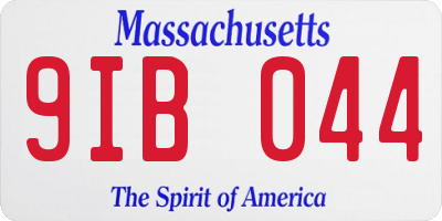 MA license plate 9IB044