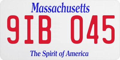 MA license plate 9IB045