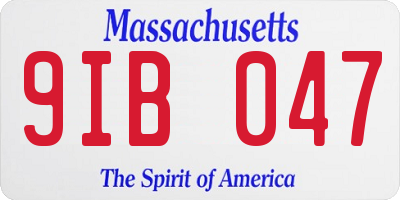 MA license plate 9IB047