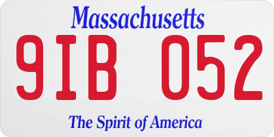 MA license plate 9IB052