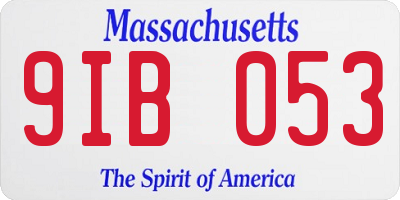 MA license plate 9IB053