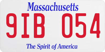 MA license plate 9IB054
