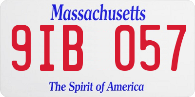 MA license plate 9IB057
