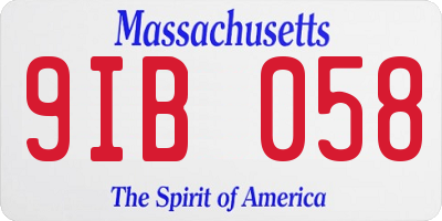 MA license plate 9IB058