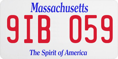 MA license plate 9IB059