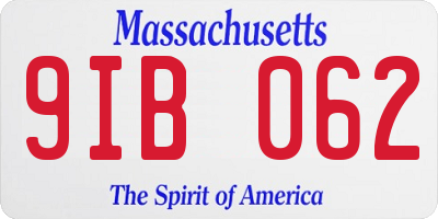MA license plate 9IB062