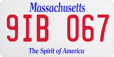 MA license plate 9IB067