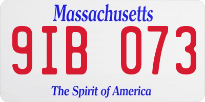 MA license plate 9IB073