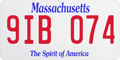 MA license plate 9IB074