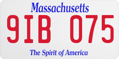 MA license plate 9IB075