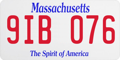 MA license plate 9IB076