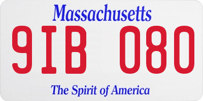 MA license plate 9IB080