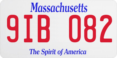 MA license plate 9IB082