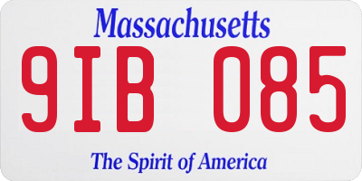 MA license plate 9IB085