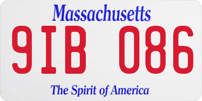 MA license plate 9IB086