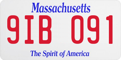 MA license plate 9IB091
