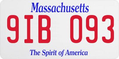 MA license plate 9IB093