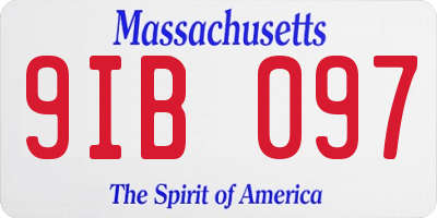 MA license plate 9IB097