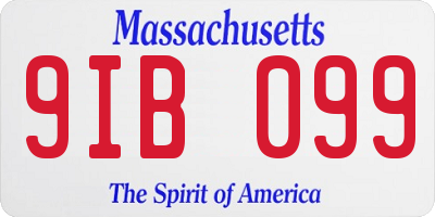 MA license plate 9IB099