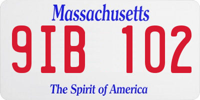 MA license plate 9IB102
