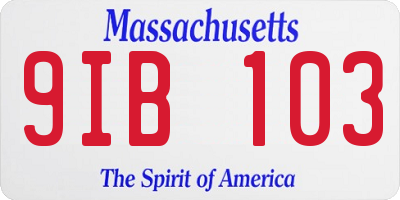 MA license plate 9IB103