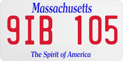 MA license plate 9IB105