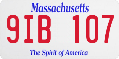 MA license plate 9IB107