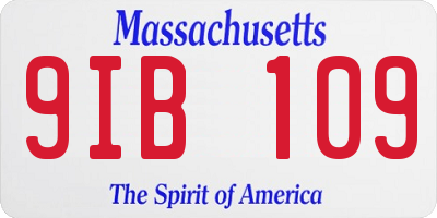 MA license plate 9IB109