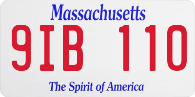MA license plate 9IB110