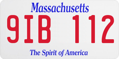 MA license plate 9IB112