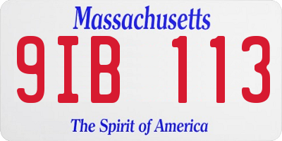 MA license plate 9IB113
