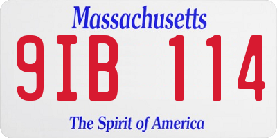 MA license plate 9IB114