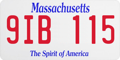 MA license plate 9IB115