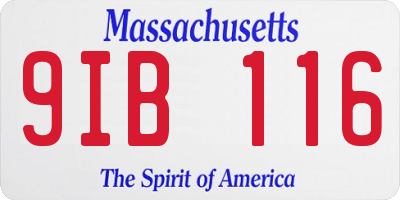 MA license plate 9IB116