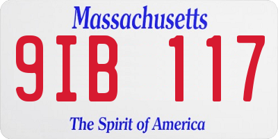MA license plate 9IB117