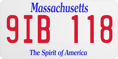 MA license plate 9IB118