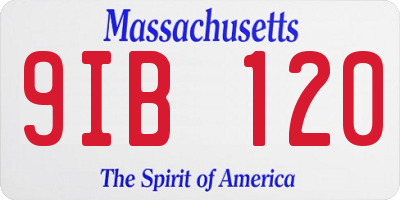MA license plate 9IB120