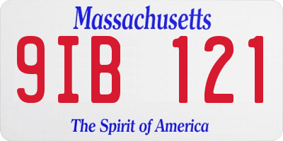 MA license plate 9IB121