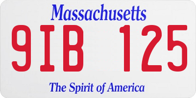 MA license plate 9IB125